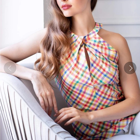 NWT Eva Franco Anthropologie Multicolor Plaid Top 8 - Picture 2 of 12